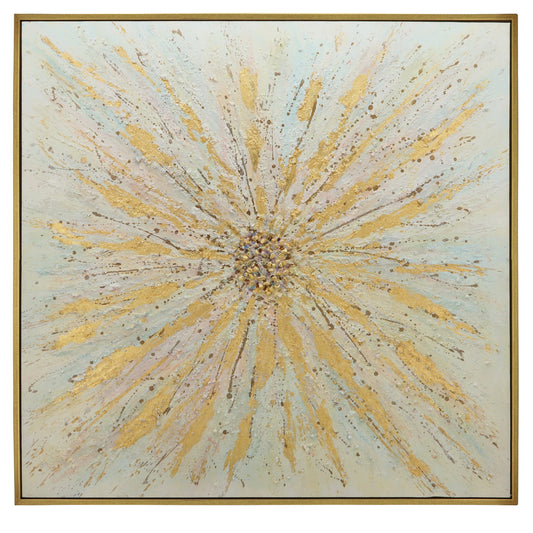 52x52 Gold Bursts Canvas On Gold Frame