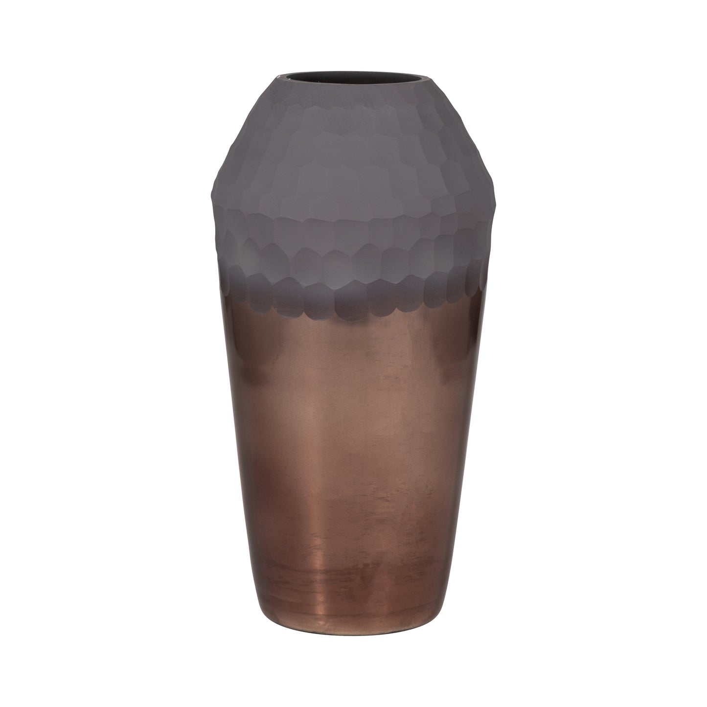 Glass, 14" 2-tone Hand-cut Vase, Metallic