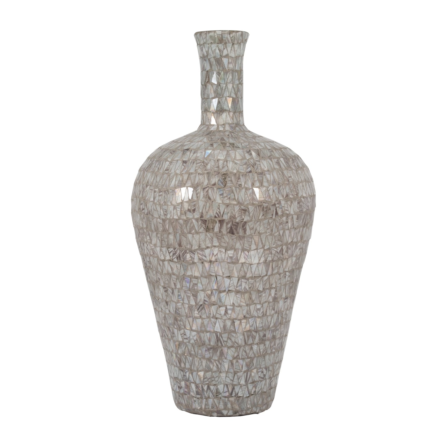 Glass, 24" Mosaic Vase, Brown Quartz