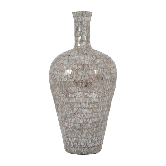 Glass, 24" Mosaic Vase, Brown Quartz