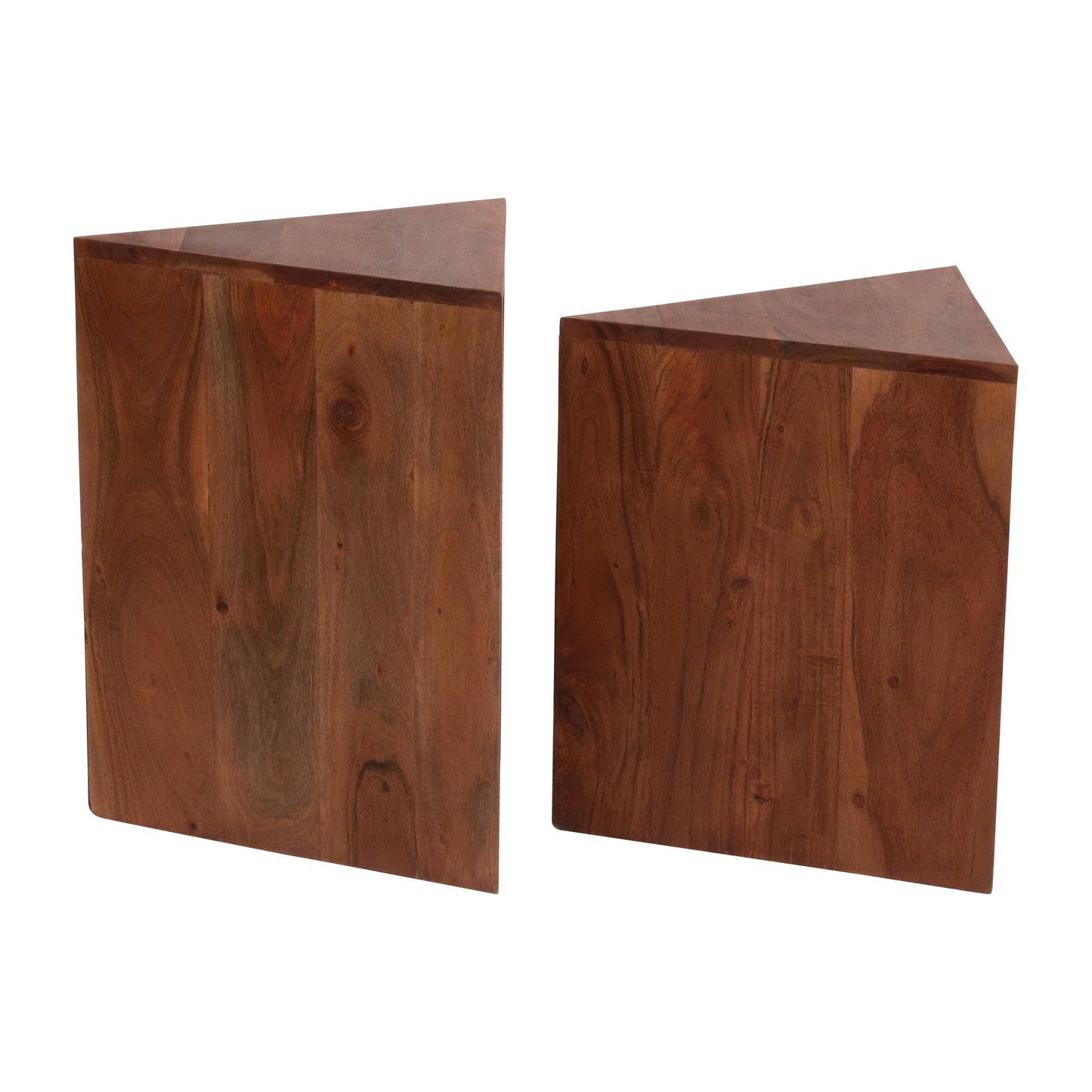 Wood, S/2 18/20" Triangle Side Tables, Brown