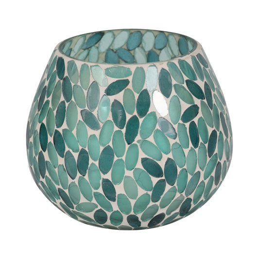 Glass, 5" 17 Oz Mosaic Scented Candle, Blue Multi