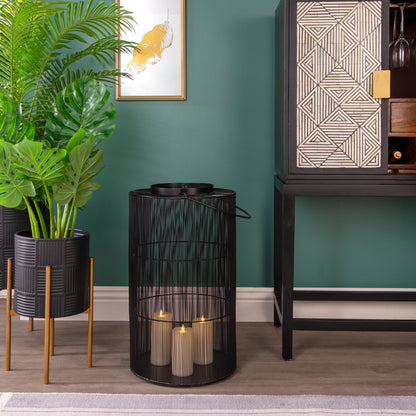 Metal 26" Wire Lantern, Black