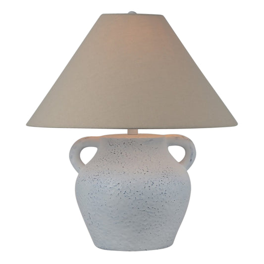 23" Textured Jug Table Lamp, White/grey