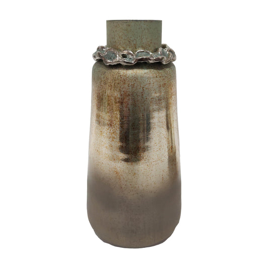 Glass,17"h,vase W/bracelet,nickle W/aloe