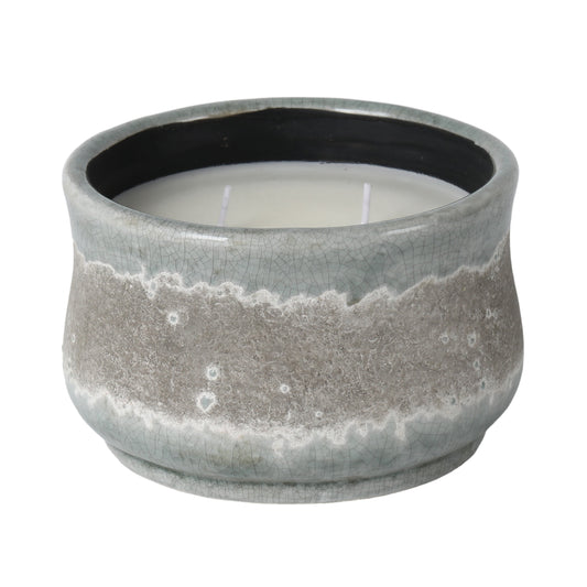 6" 12oz Wood Sage & Sea Salt Curved Cndle, Blu/gry