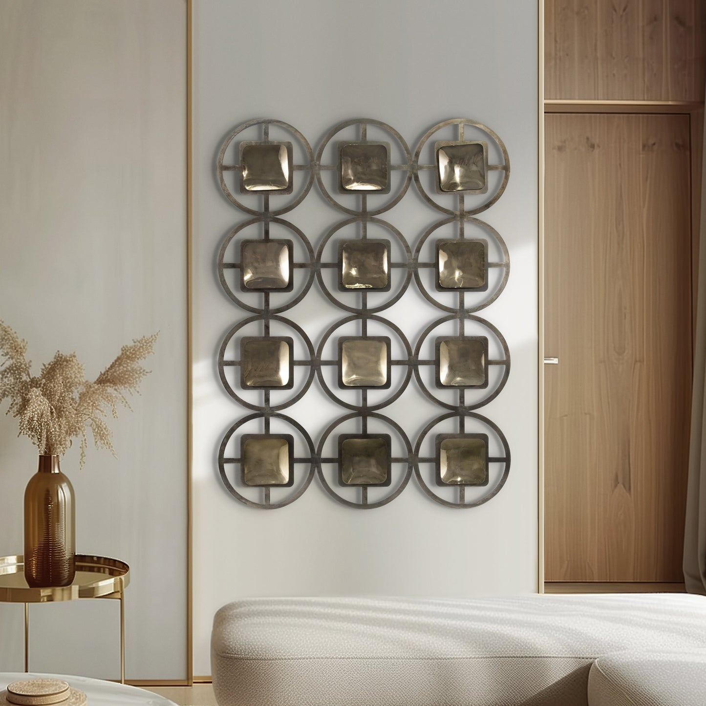 Metal, 40" Circles Wall Deco, Gold/black