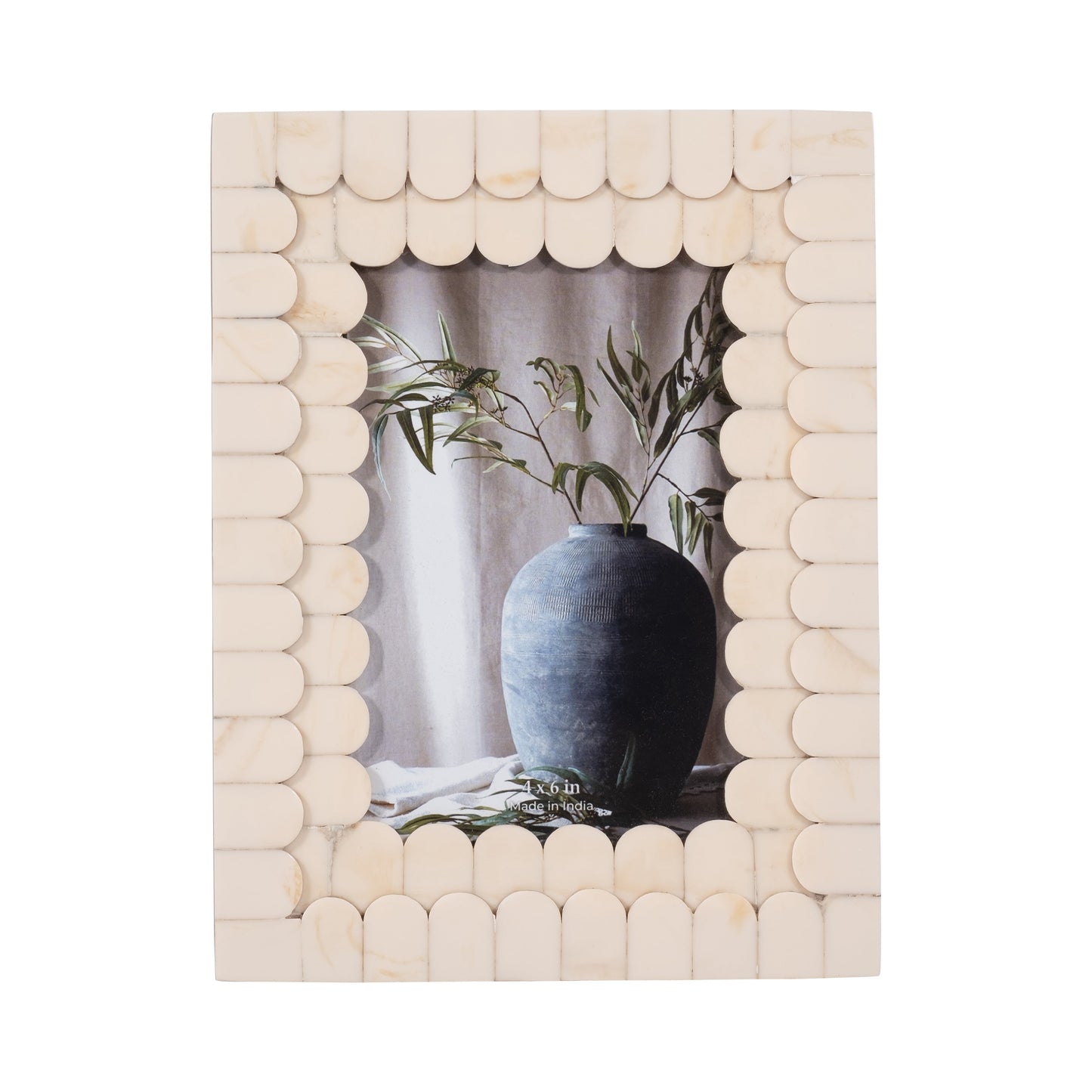 Resin, 4x6 Scalloped Photo Frame, Ivory