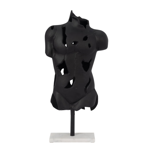 Metal, 23" Cracked Bust On Stand, Black