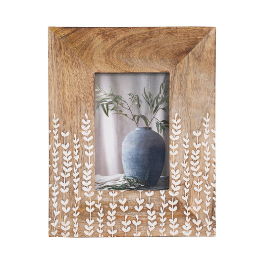 Wood, 4x6 Vines Photo Frame, Natural/white