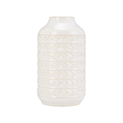 Cer, 10"h Aztec Vase, Ivory