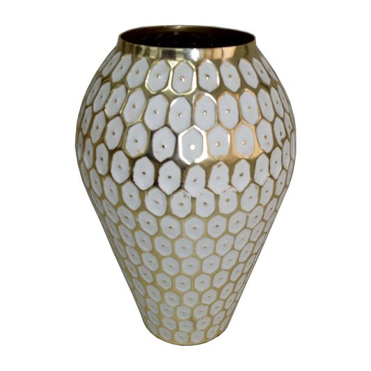 Metal, 12" Tribal Urn Vase, Gold