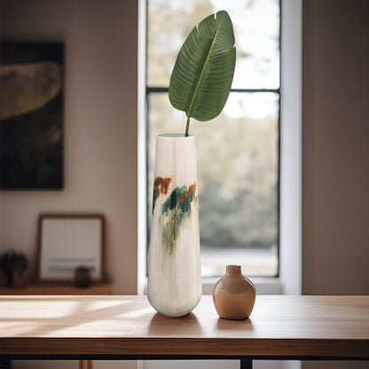 Iron,23"h,colored Stained Vase,white