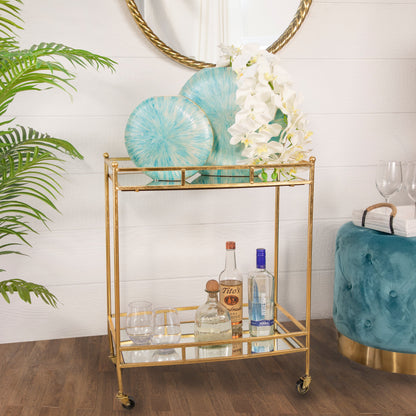Metal 28" 2 Tier Bar Cart, Gold