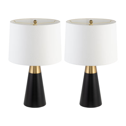 Metal,s/2,23"h,2tone Cone Tbl Lamps,blk/gld