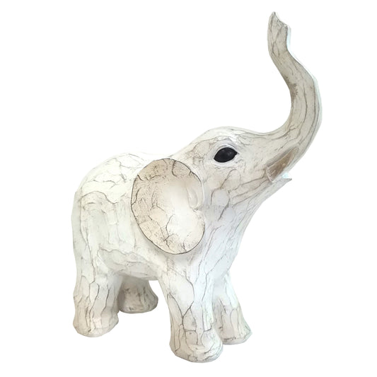 8" Elephant Figurine , White