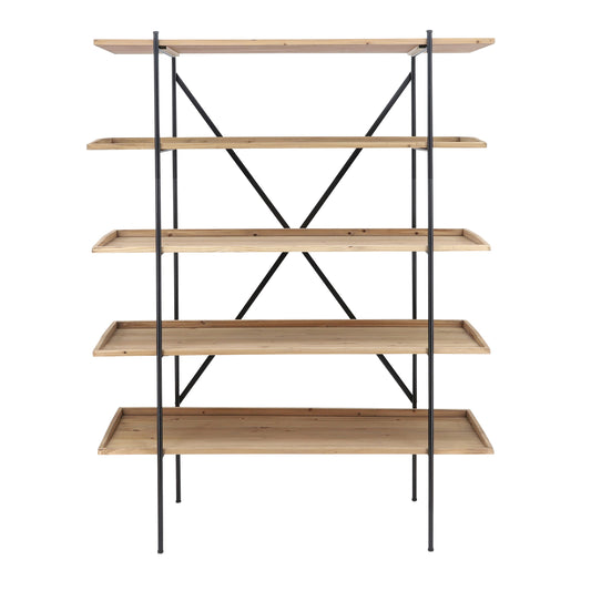 Wood/metal, 65"h 5-layered Shelf, Brown/black Kd