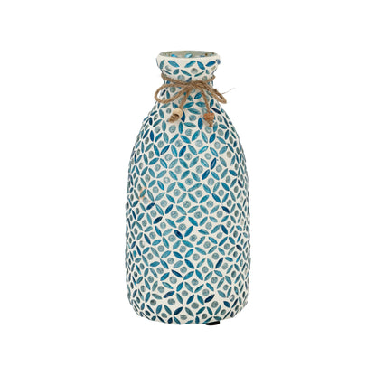 Glass, 9"h Mosaic Vase, Blue