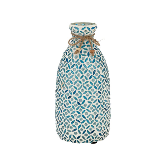Glass, 9"h Mosaic Vase, Blue