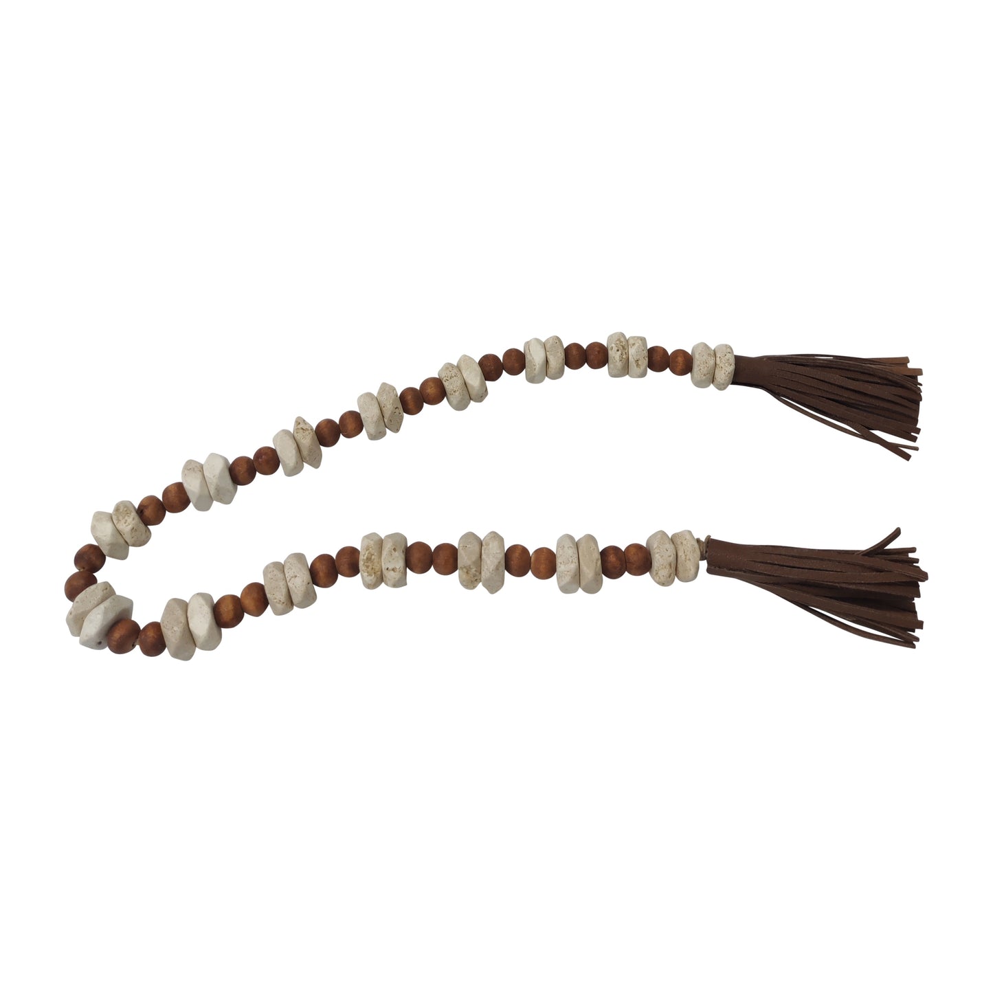 Wood, 26x.75 Travertine Beads Faux Leather, Multi