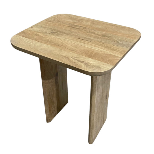 19" Rounded Edge Square Top Accent Table, Natural