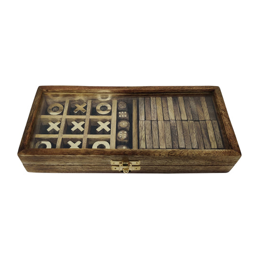 Wood, 9x4 Table Game Box, Brown