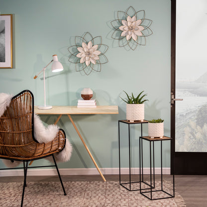 S/2 Ceramic 6/8" Footed Planters W/ Dots, White