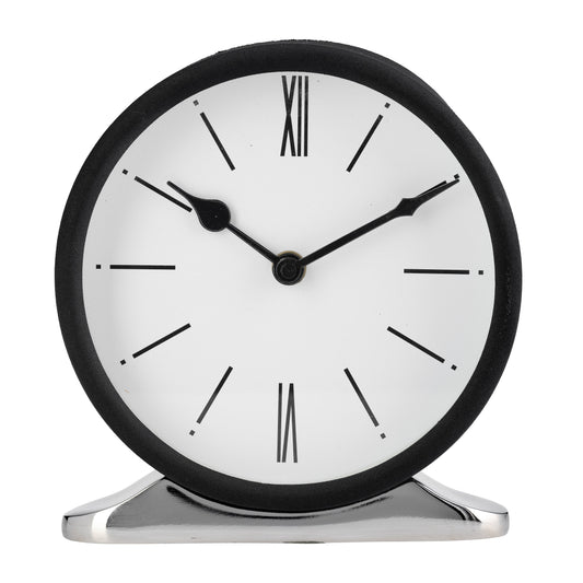 Metal,7"h,candid Table Clock,white/black