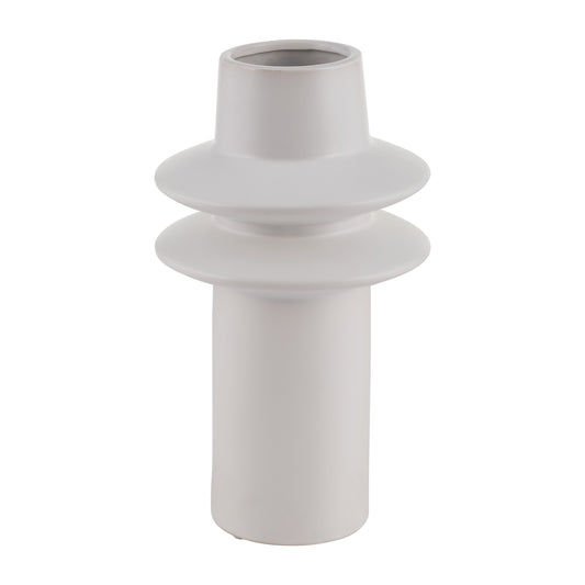 Cer, 11"h Modern Vase, White