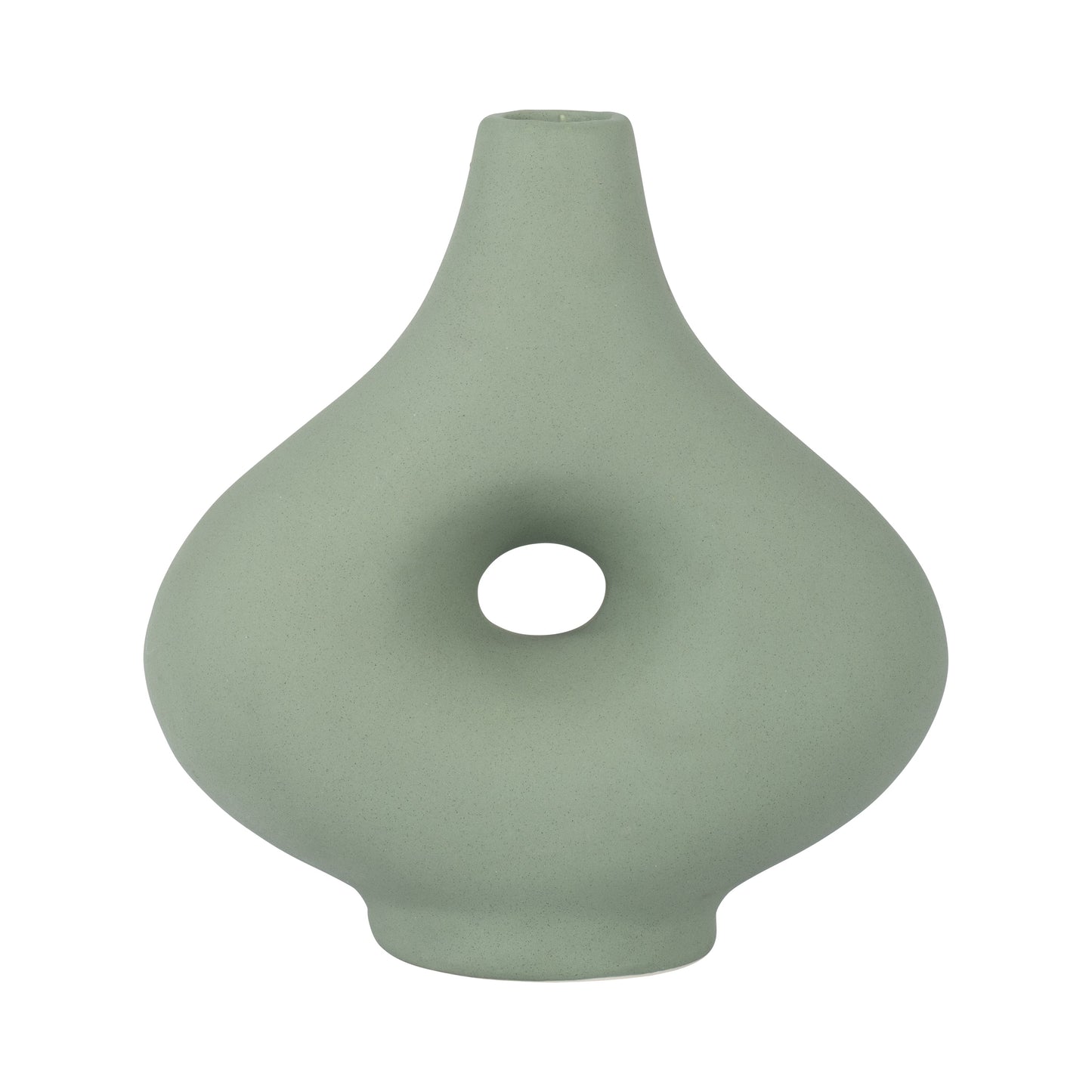 Cer, 7" Short Open Cut-out Nomad Vase, Dark Sage