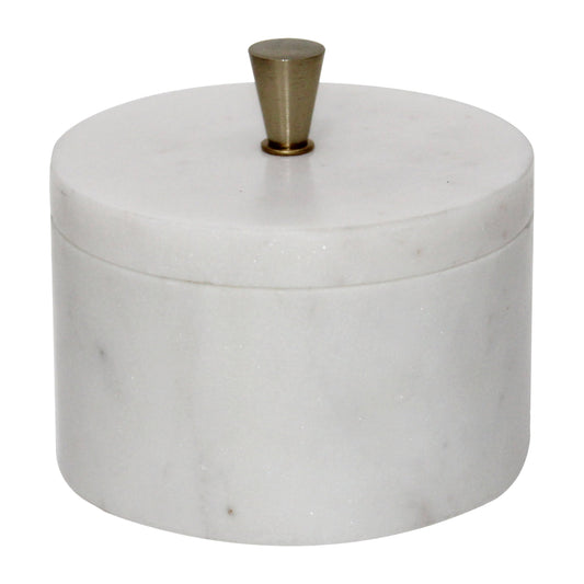 Marble, 4" 7 Oz Candle W/ Lid, White/gold