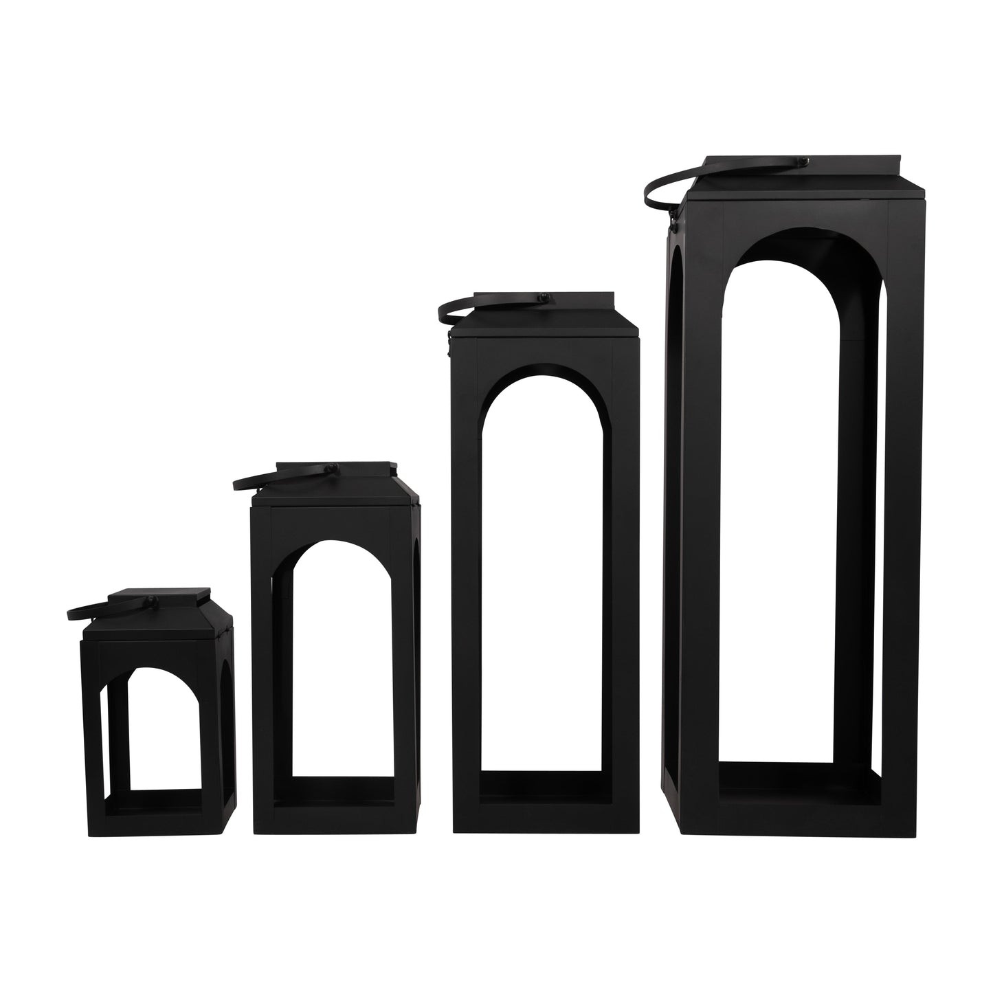 S/4 10/16/23/29" Metal Open Lantern, Black