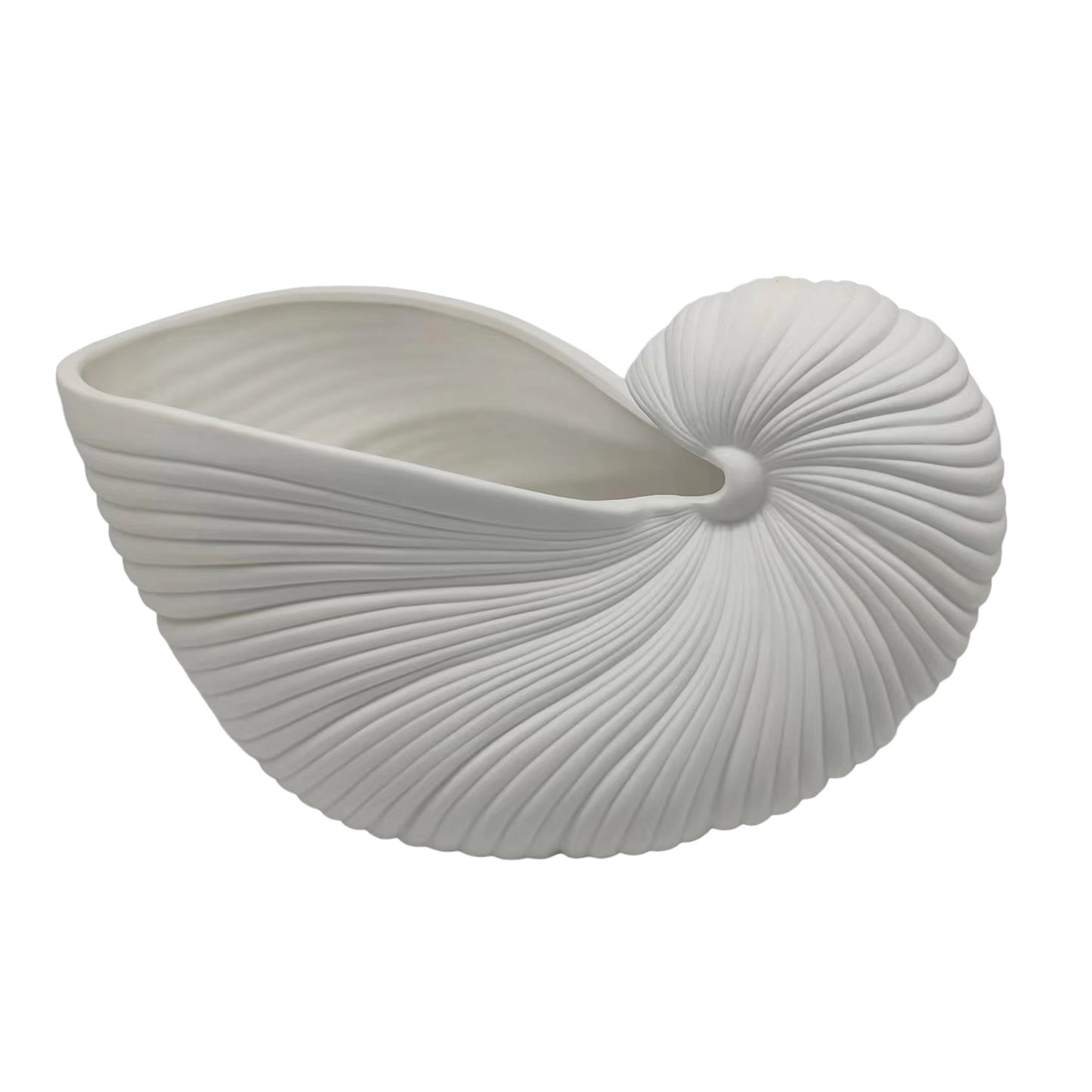 10" Nautilus Shell Planter, White