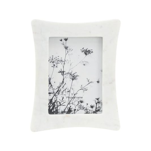 Marble, 5x7 Curved Photo Frame, White