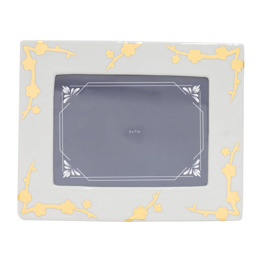 Cer, 5x7 Cherry Blossom Photo Frame, Gold/white