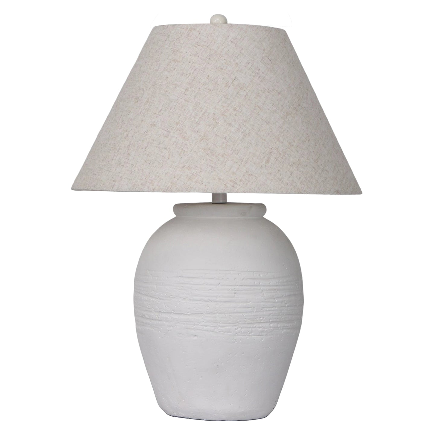 27" Artisan Jug Table Lamp Tapered Shade,wht/beige