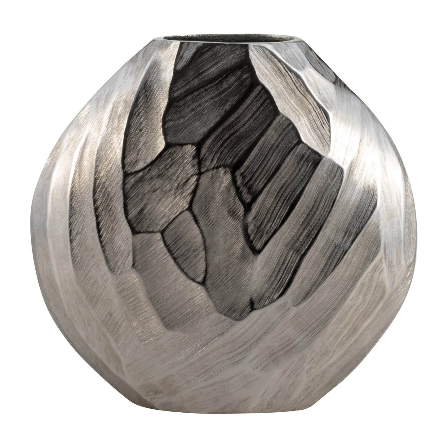 Aluminum 10"h, Hammered Vase, Silver