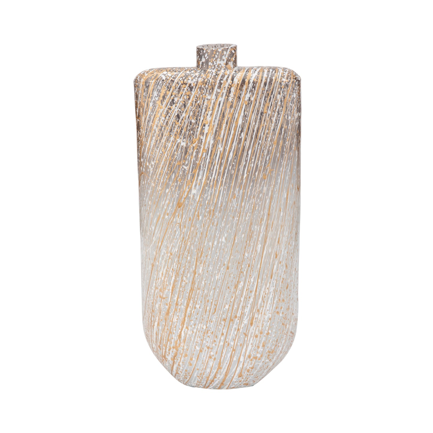 Glass,16",striped Stained Vase,multi