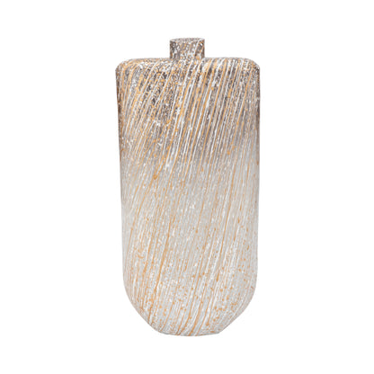 Glass,16",striped Stained Vase,multi