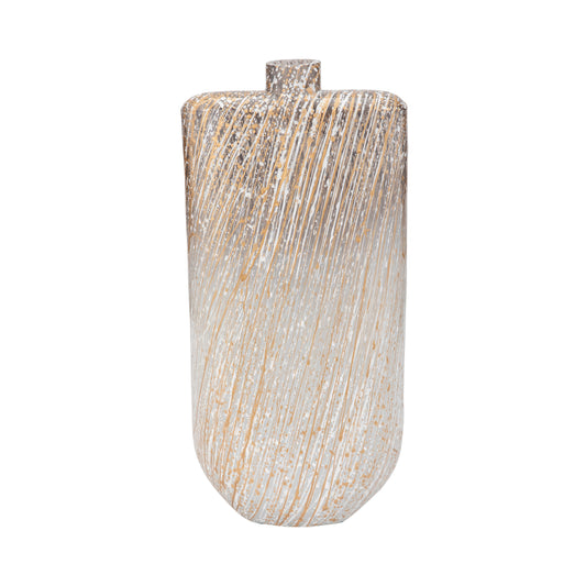 Glass,16",striped Stained Vase,multi