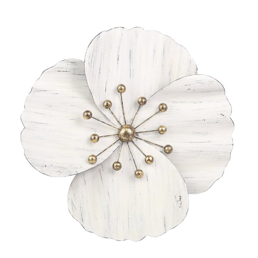 Metal 18" Wall Flower, White,wb