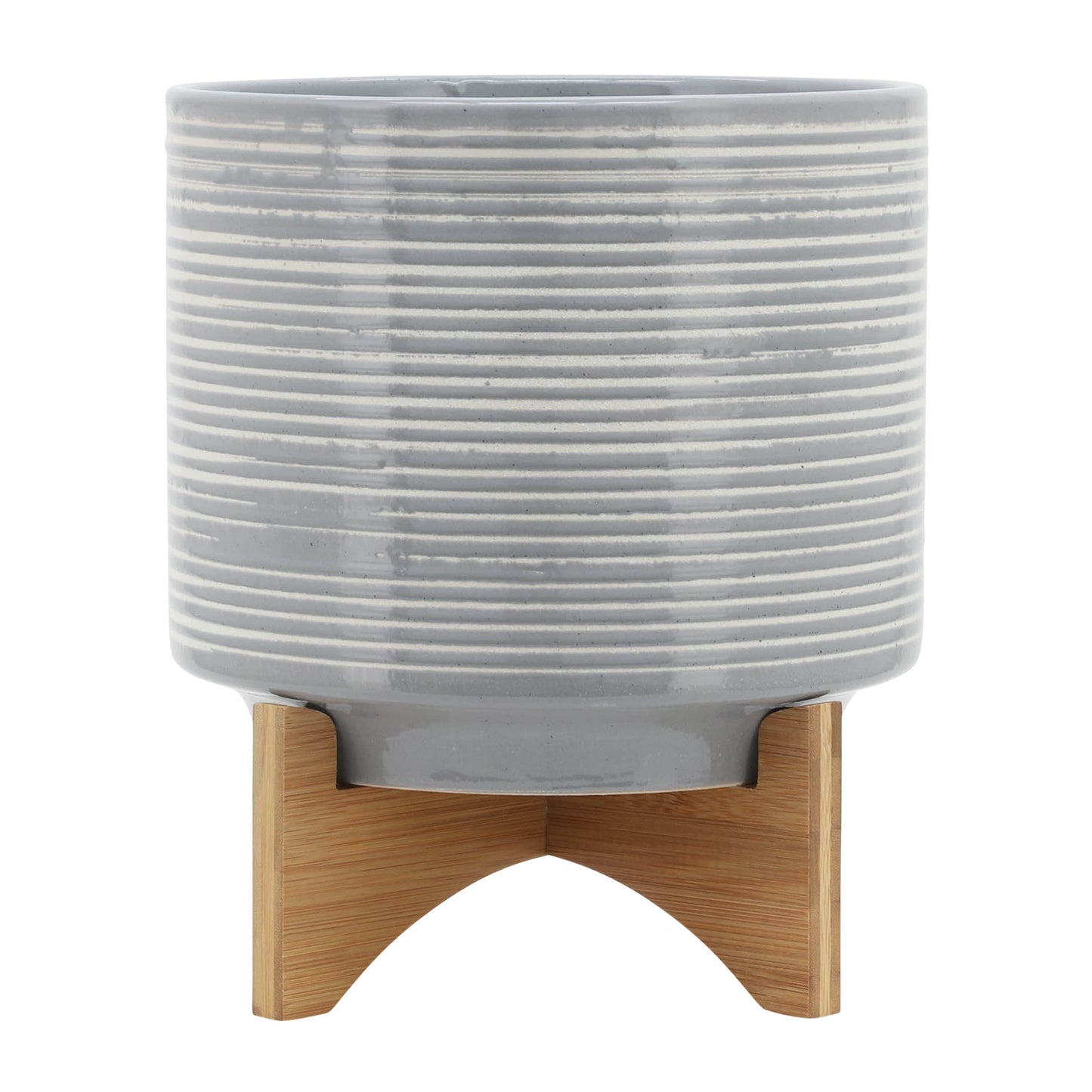 Ceramic 10" Planter On Stand, Gray