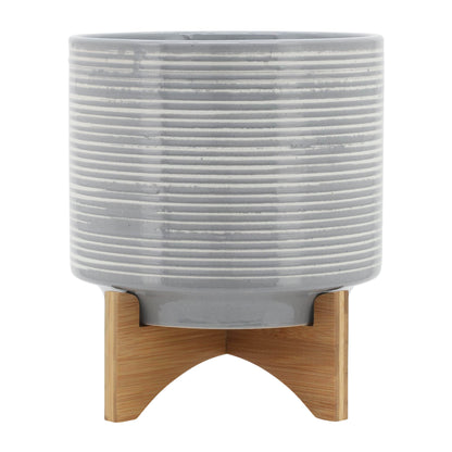 Ceramic 10" Planter On Stand, Gray