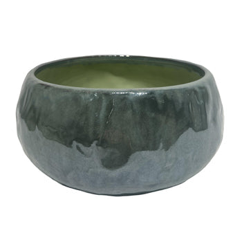 10" Iridescent Bowl Planter, Green