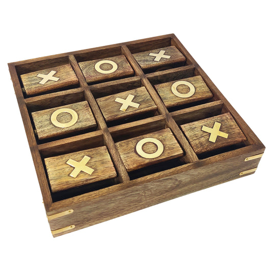 Wood, 10x10 Revolving Tic Tac Toe, Brown