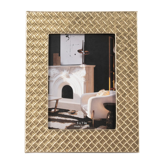 5x7 Woven Faux Leather Photo Frame, Gold