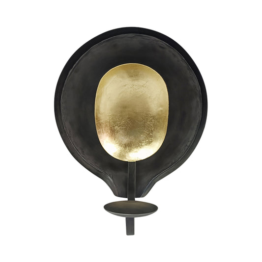 Metal, 12" Round Votive Holder, Black/gold