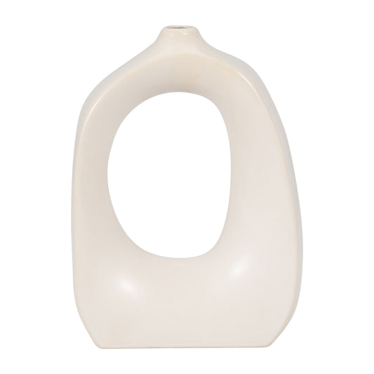 Stoneware 11" Curvy Cut-out Vase, Cotton