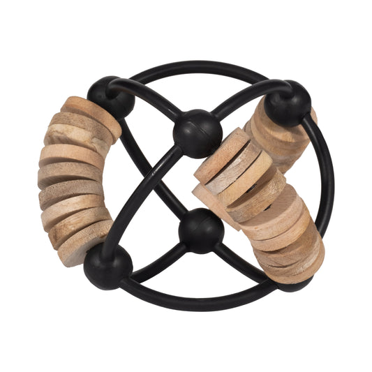 Metal, 6" Abacus Orb, Natural/black