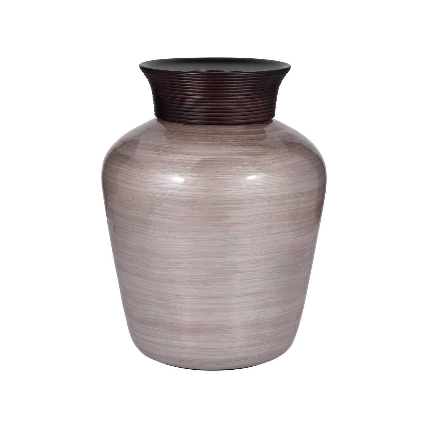Glass, 16" Wooden Top Vase, Blush